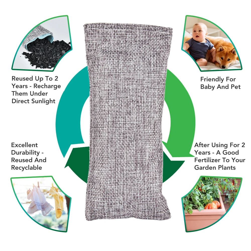 10pcs Natural Bamboo Charcoal Bags Air Purifying Activated Charcoal Odor Absorber Moisture Odor Eliminator for Car Closet Shoes - Image 4