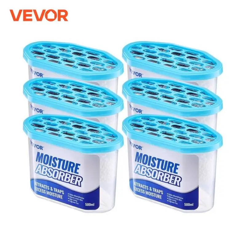 VEVOR Moisture Absorber Boxes 10.8 oz Humidity Absorber Boxes Fragrance Free Dehumidifier for Bathroom Closet Kitchen 6 Pack