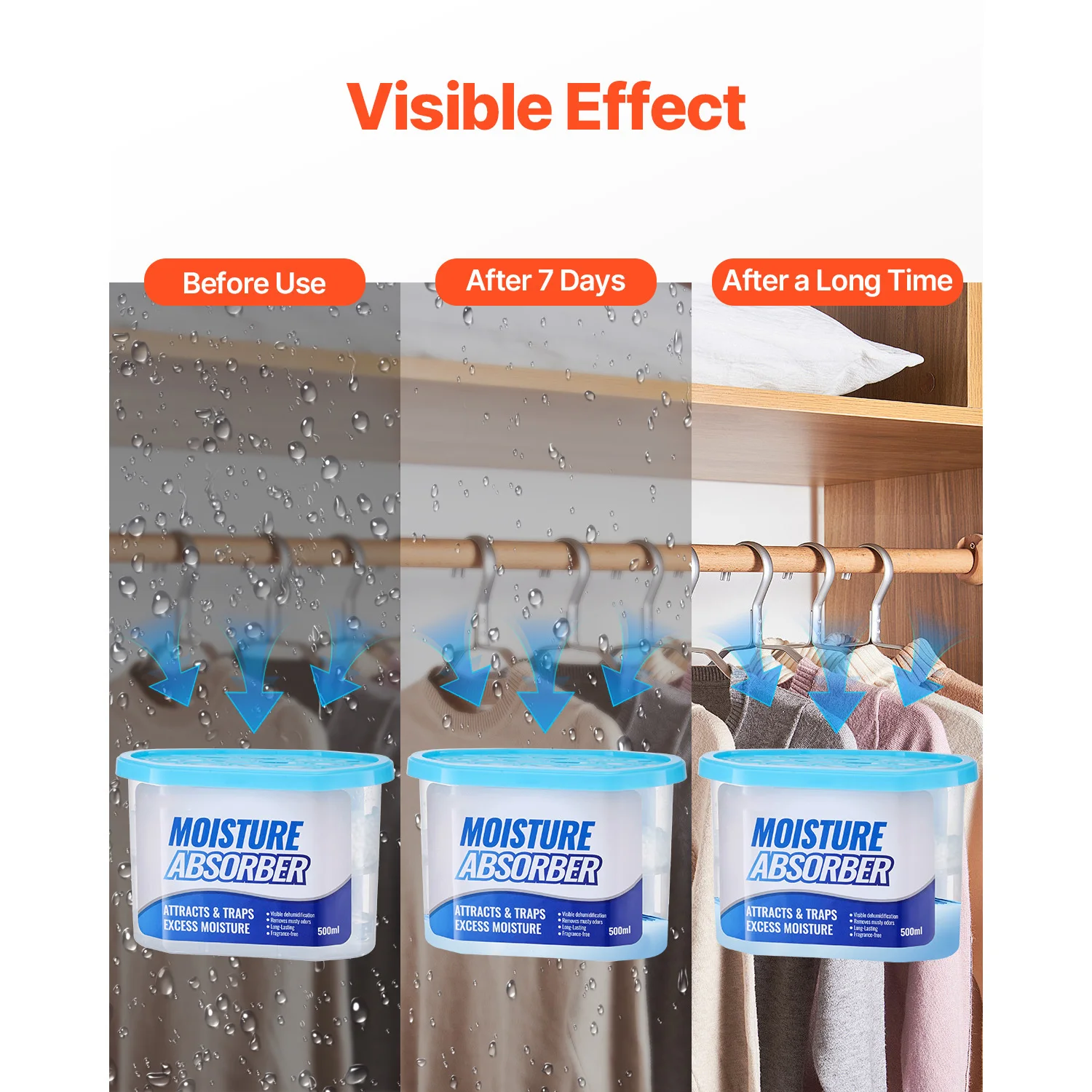 VEVOR Moisture Absorber Boxes 10.8 oz Humidity Absorber Boxes Fragrance Free Dehumidifier for Bathroom Closet Kitchen 6 Pack - Image 4